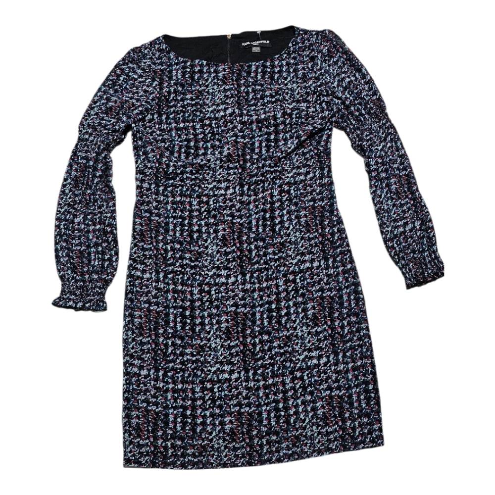 Karl Lagerfeld sheath dress long sleeves chiffon abstract print 6